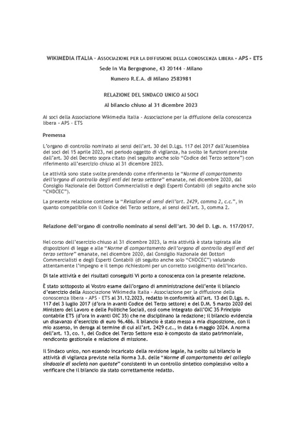 File:Relazione dell'organo di controllo al bilancio chiuso al 31 dicembre 2023.pdf