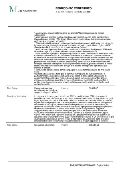 File:Rendicontazione contributo 5 per mille 2021.pdf